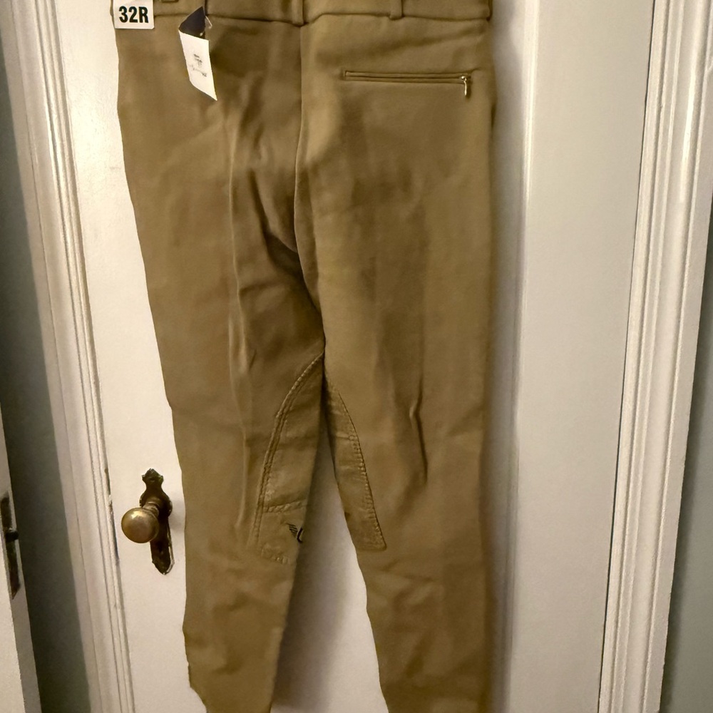 NWT men’s tan riding breeches TuffRider cotton knee patch size 32 - Picture 5 of 6